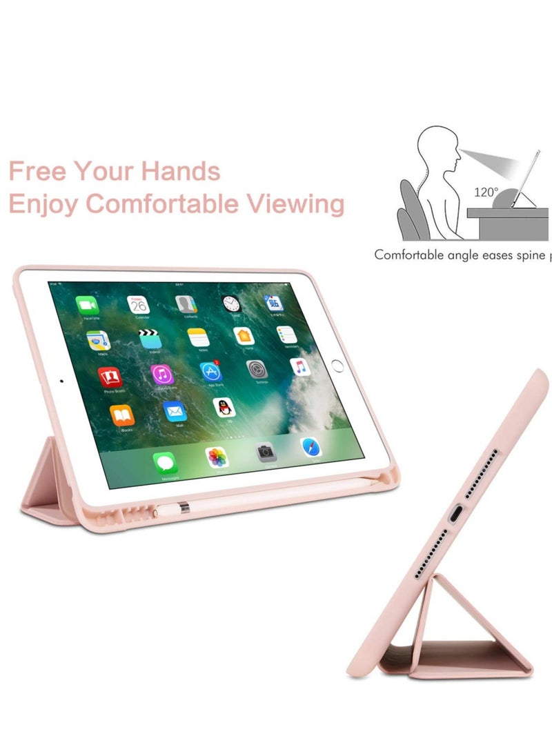 iPad 6th Generation Case, iPad 5th Generation Case with Pencil Holder,Folding Stand Smart Auto Wake/Sleep Protective Tablet Case Cover for Apple iPad 9.7 Inch 2018/2017, Pink