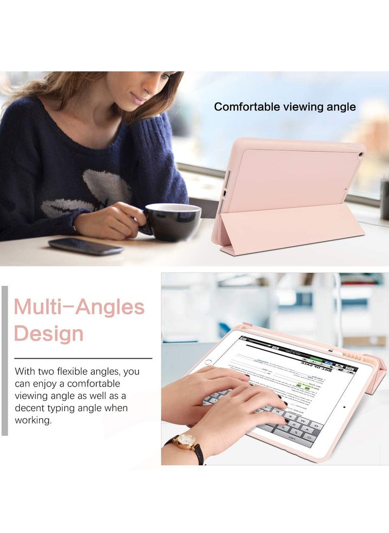 iPad 6th Generation Case, iPad 5th Generation Case with Pencil Holder,Folding Stand Smart Auto Wake/Sleep Protective Tablet Case Cover for Apple iPad 9.7 Inch 2018/2017, Pink