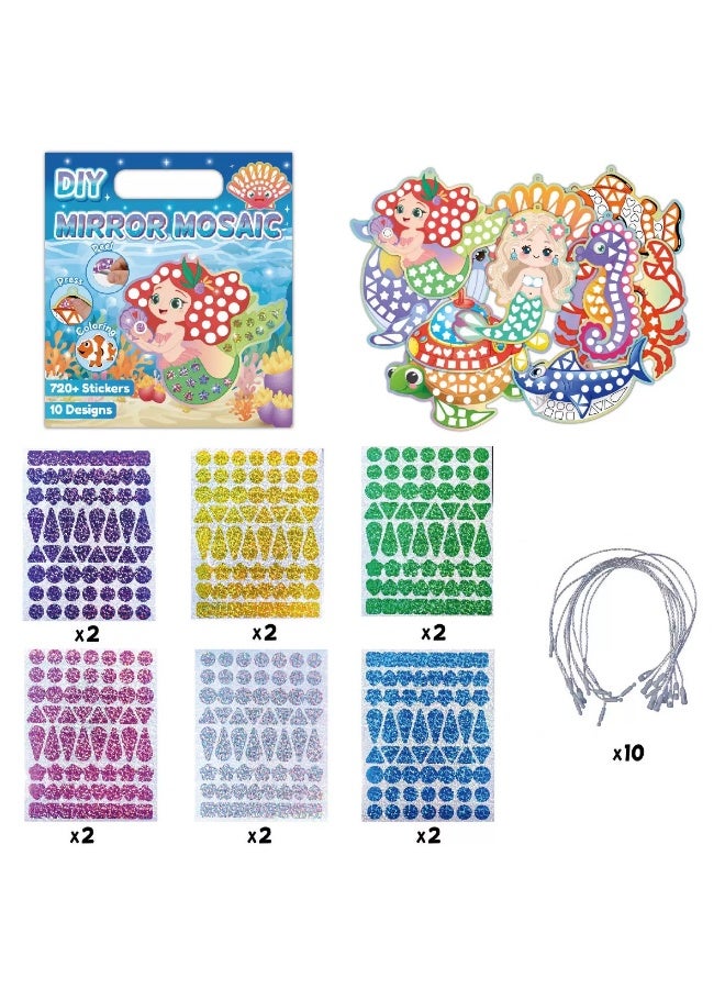 DIY MIRROR MOSAIC Ocean Theme Stickers, Children's Mirror Handmade DIY Coloring Set, Early Childhood Enlightenment Stickers - Image 2