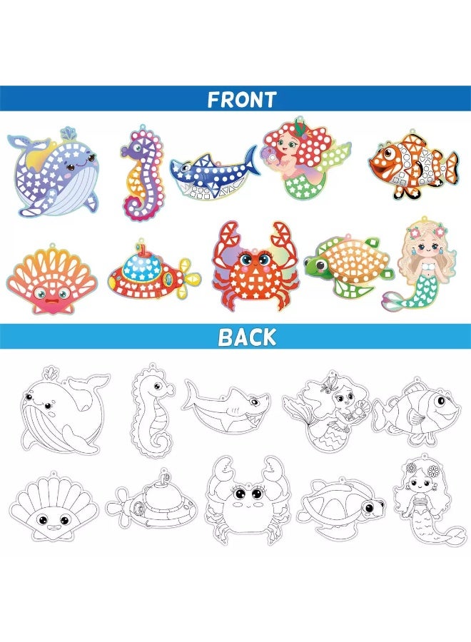 DIY MIRROR MOSAIC Ocean Theme Stickers, Children's Mirror Handmade DIY Coloring Set, Early Childhood Enlightenment Stickers - Image 3