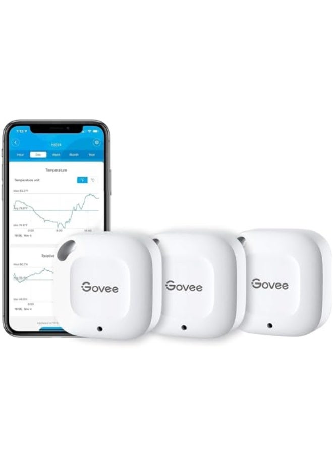 Govee Bluetooth Hygrometer Thermometer Wireless Thermometer Mini Humidity Sensor with Notification Alert Data Storage and Export 262 Feet Connecting Range 3 Pack - Image 1