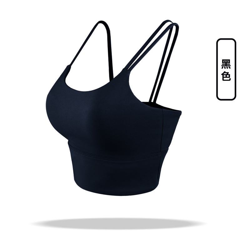 Fitness Girl All-In-One Sports Bra, Breast-Retracting Yoga Bra, Thin Straps, Beautiful Back Sports Vest With Breast Pads - Image 1
