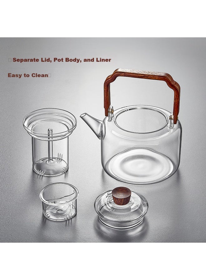 Yihutea Glass Tea Pot Steamer Single Pot Electric Ceramic Stove Water Kettle High Temperature Resistant Home White Tea Lift Handle Tea Brewing Set - Image 5