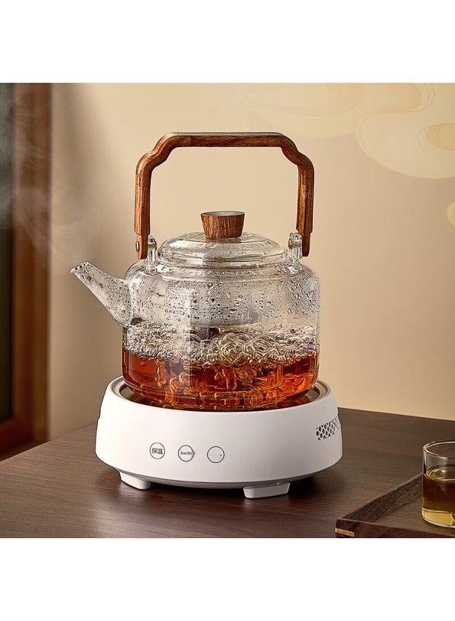 Yihutea Glass Tea Pot Steamer Single Pot Electric Ceramic Stove Water Kettle High Temperature Resistant Home White Tea Lift Handle Tea Brewing Set - Image 4