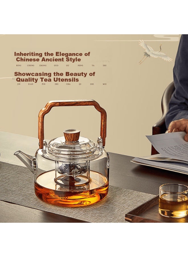 Yihutea Glass Tea Pot Steamer Single Pot Electric Ceramic Stove Water Kettle High Temperature Resistant Home White Tea Lift Handle Tea Brewing Set - Image 2