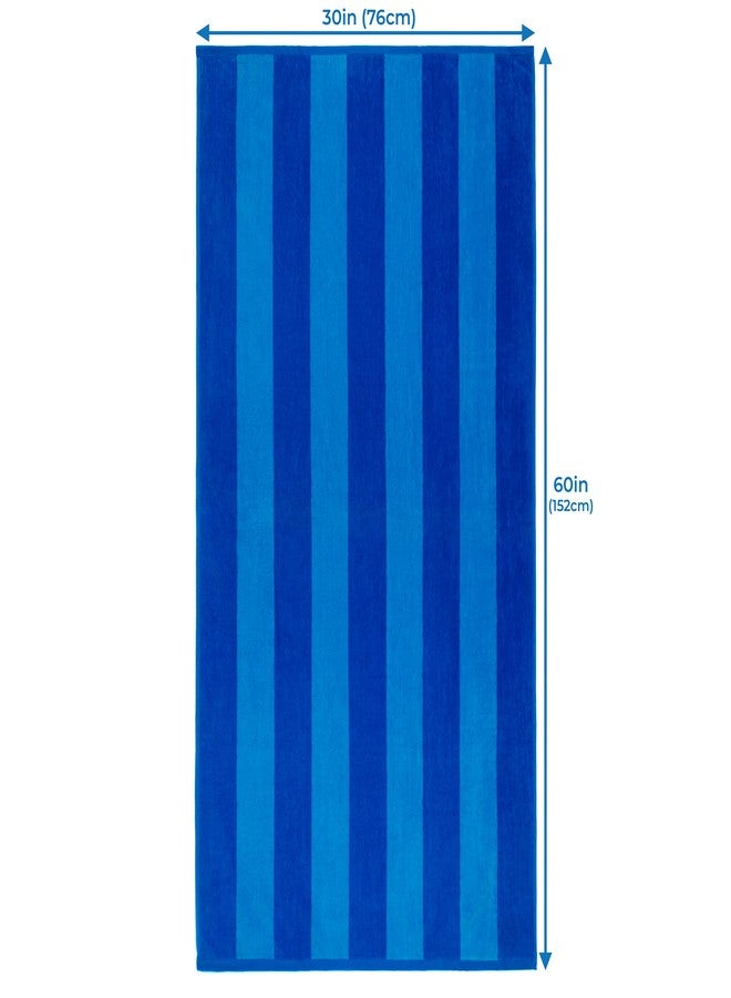 Beachland Soft Beach Towel 30 x 60 inch Cabana Stripe Hotel Pool and Resort - Two Tone Absorbent 100% Cotton (4 Pack, Royal-Tur-Mint-Orange) - Image 3