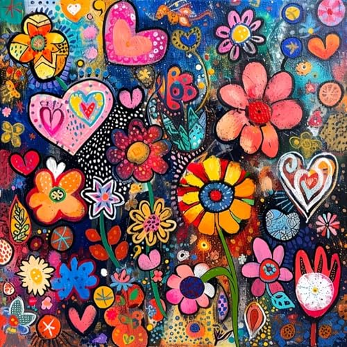 KTHOFCY 5D DIY Colorful Flowers Diamond Painting Kits for Adults, Floral Flower Full Drill Crystal Rhinestone Paintings Pictures Arts Wall Decor Painting Dots Kits 11.8X11.8inch - Image 1