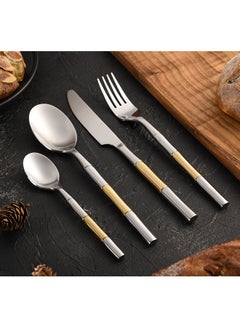 Lion 4-Piece Stainless Steel Cutlery Set Silver/Gold, Service for 1 