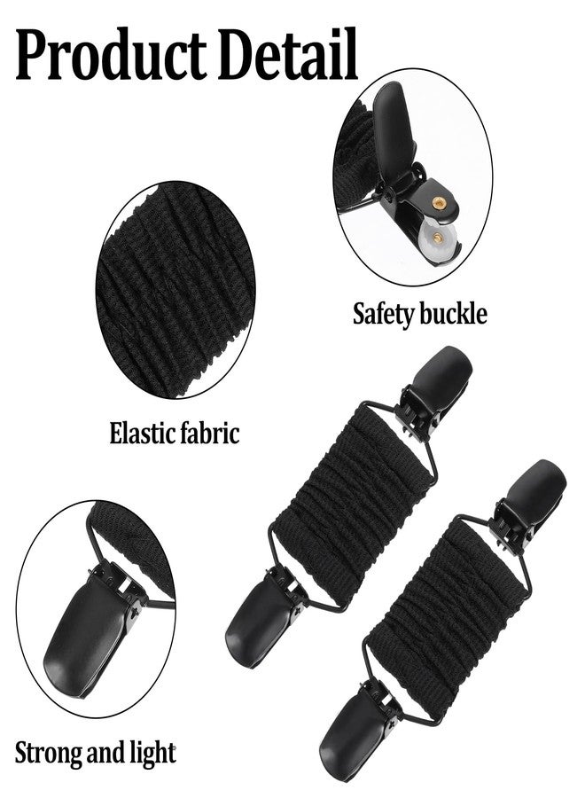 Xinjoduz قطعتان من مشابك تثبيت الملابس، مشابك لشدّ الفساتين، مشابك لشدّ القمصان، مشابك لشدّ ياقات الشال والسترات الصوفية، مجموعة مشابك لتثبيت الملابس للنساء والرجال، مشبك لشدّ الملابس والسراويل (أسود) - Image 3