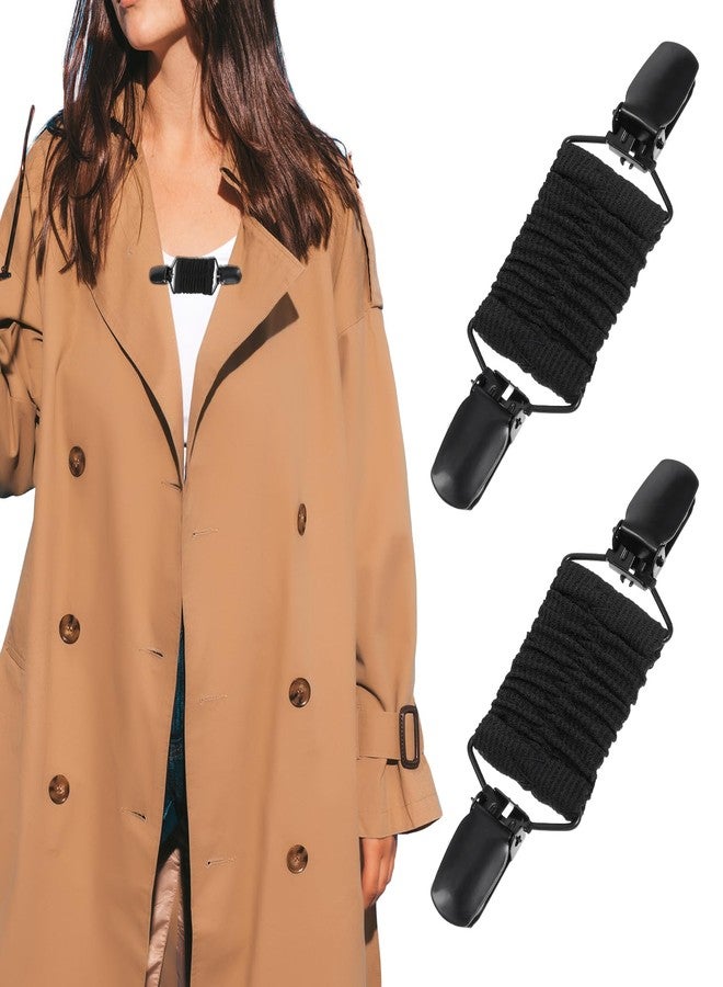 Xinjoduz قطعتان من مشابك تثبيت الملابس، مشابك لشدّ الفساتين، مشابك لشدّ القمصان، مشابك لشدّ ياقات الشال والسترات الصوفية، مجموعة مشابك لتثبيت الملابس للنساء والرجال، مشبك لشدّ الملابس والسراويل (أسود) - Image 4