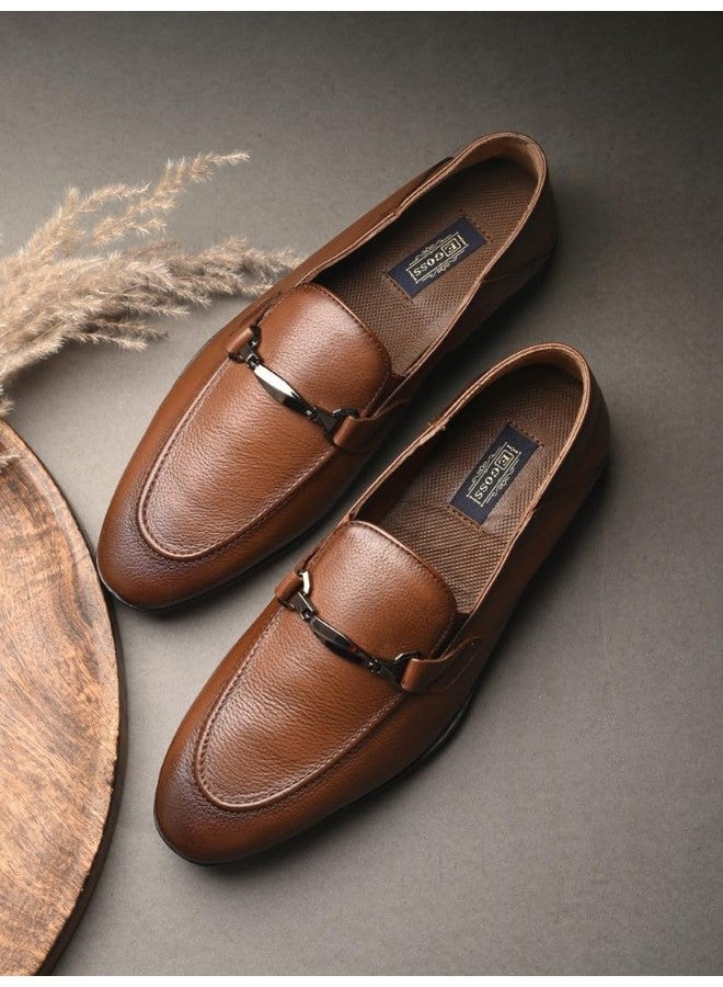 egoss Luxe Premium Genuine Leather Loafer Formal Shoes for Men (Tan-7)-AS-1 - Image 2
