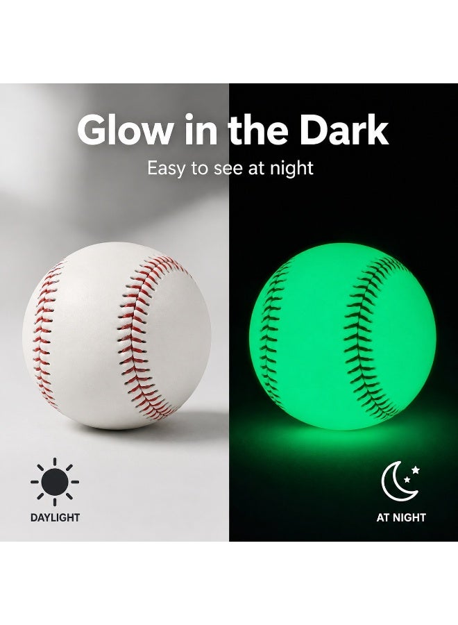 Tanyaz Glow in the Dark Baseball, PVC Practice Baseball, White Night Training Ball, Red Stitch Baseball for Outdoor Practice (7.5*7.5*7.5 CM) - Image 2