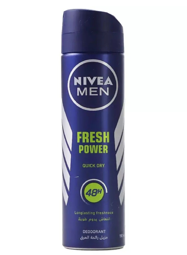 Nivea Men Fresh Power, Quick Dry Long Lasting Freshness Deodorant Spray- 150ml