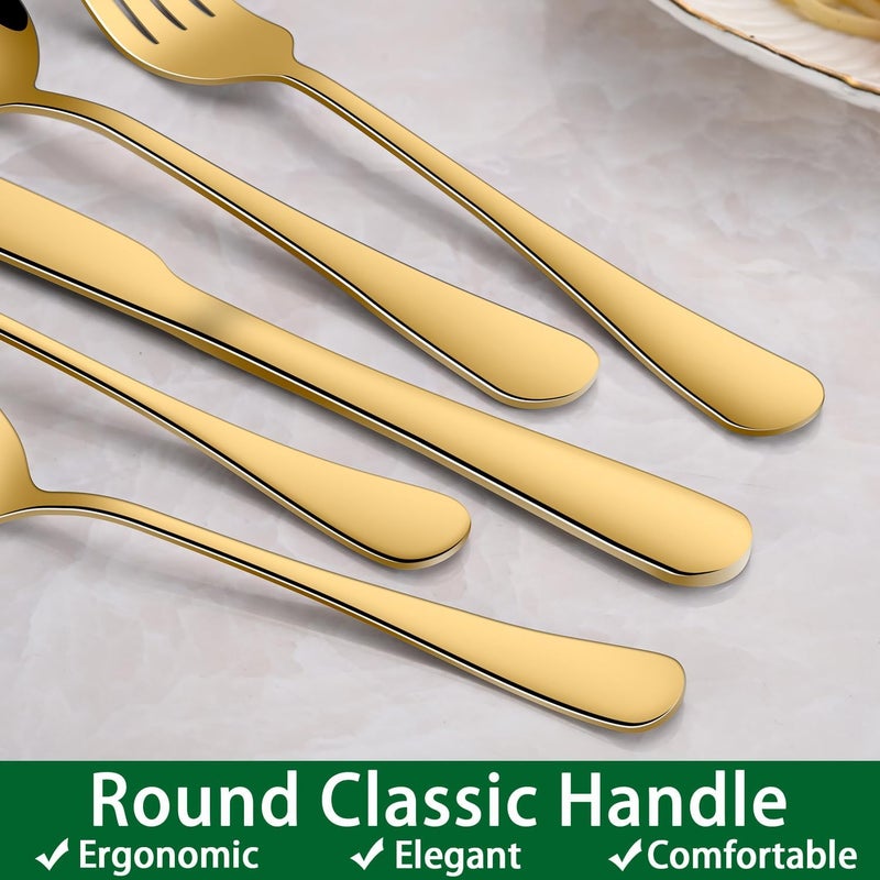 Dehov Gold 49 Pieces Stainless Steel Flatware Sets With Organizer,Golden Silverware Sets With Steak Knives Service For 8,Durable Knife And Fork Spoon Sets For Home Kitchen - Image 5