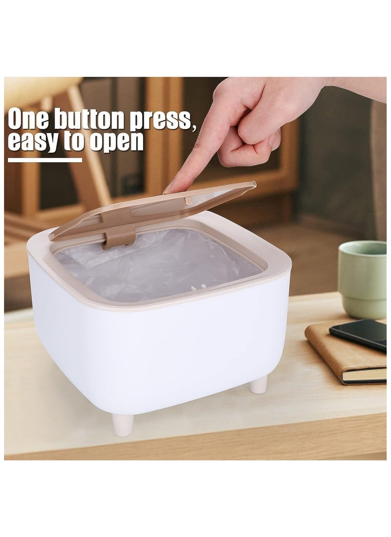AVIAXO Polypropylene Square Style Mini Trash Can, Push Top Trash Can With Lid, Modern Dustbin For Home Or Office, Desk, Kitchen, Bedroom, Press-Top