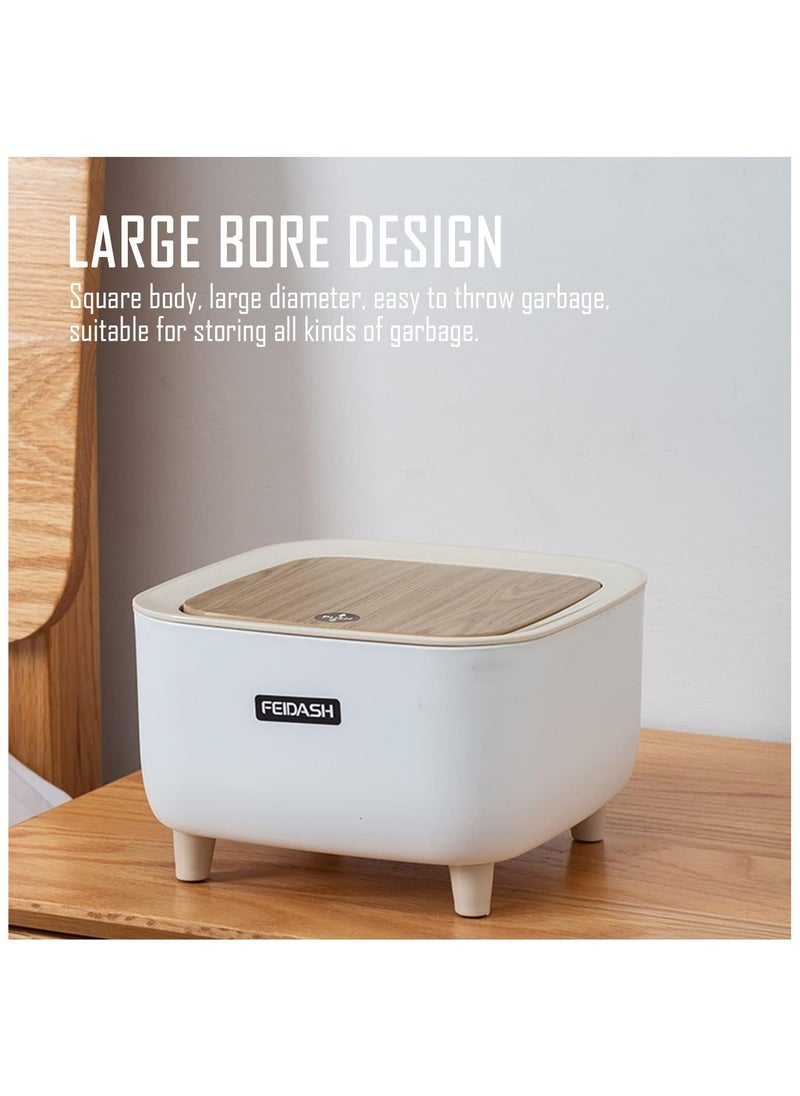 AVIAXO Polypropylene Square Style Mini Trash Can, Push Top Trash Can With Lid, Modern Dustbin For Home Or Office, Desk, Kitchen, Bedroom, Press-Top