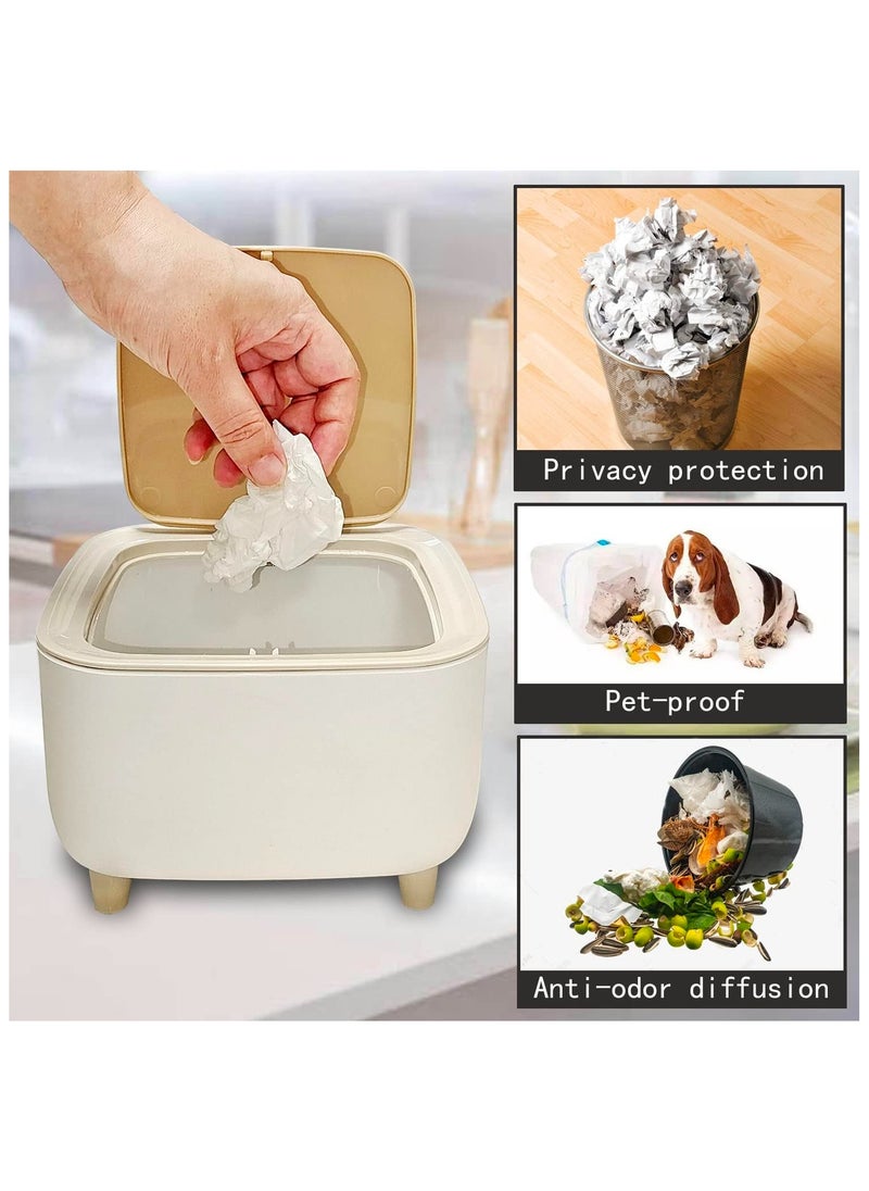AVIAXO Polypropylene Square Style Mini Trash Can, Push Top Trash Can With Lid, Modern Dustbin For Home Or Office, Desk, Kitchen, Bedroom, Press-Top