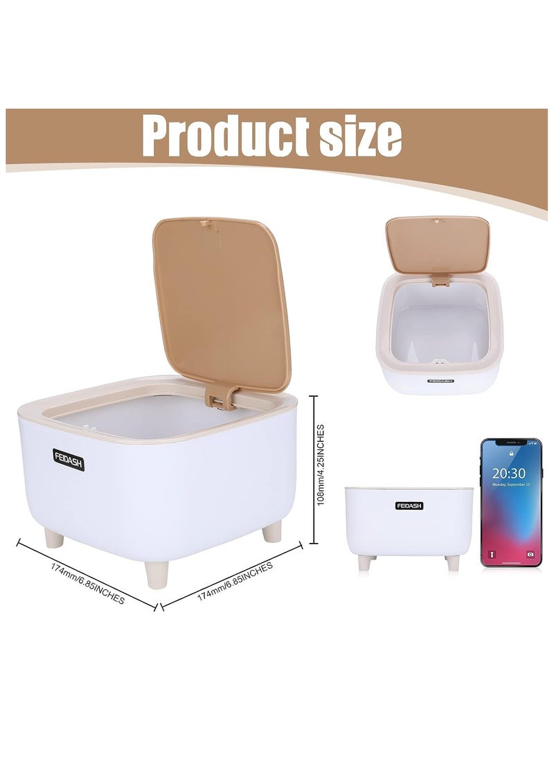 AVIAXO Polypropylene Square Style Mini Trash Can, Push Top Trash Can With Lid, Modern Dustbin For Home Or Office, Desk, Kitchen, Bedroom, Press-Top