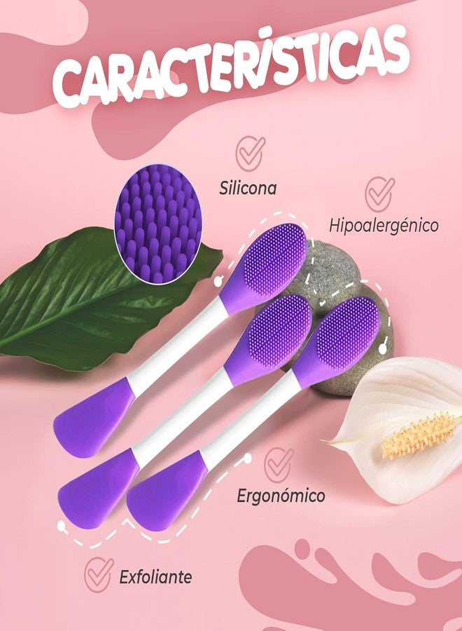 G.FIDEL فرشاة تقشير الوجه 2 في 1 من جي. فيديل مع ملعقة سيليكون وشعيرات ناعمة - أداة تنظيف عميقة للمسام وتقشير لطيف للوجه للنساء والرجال - أداة للعناية بالبشرة ذات وجهين (بنفسجي) - Image 2