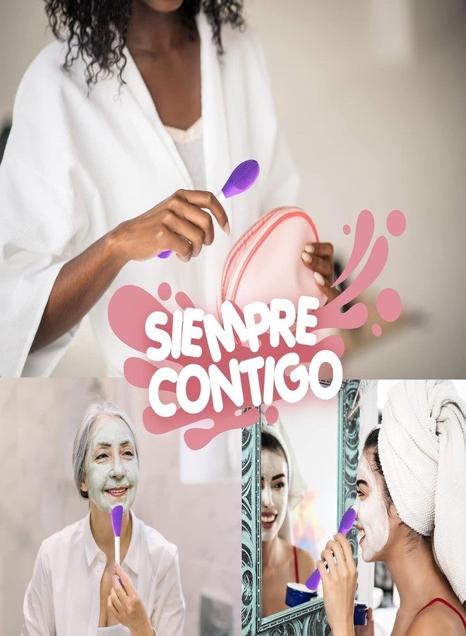 G.FIDEL فرشاة تقشير الوجه 2 في 1 من جي. فيديل مع ملعقة سيليكون وشعيرات ناعمة - أداة تنظيف عميقة للمسام وتقشير لطيف للوجه للنساء والرجال - أداة للعناية بالبشرة ذات وجهين (بنفسجي) - Image 4