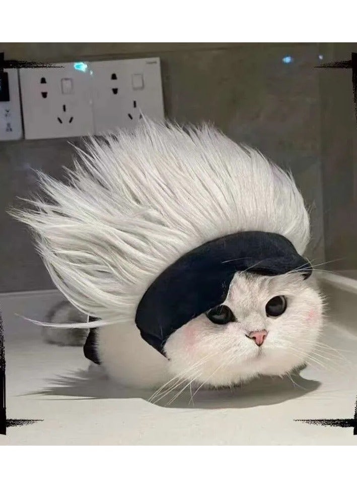 A.M Jujutsu Battle Gojo Satoru Pet Eye Mask Supplies Cat COS Headset Hat Decoration Headwear Photography Dog Wig - Image 2