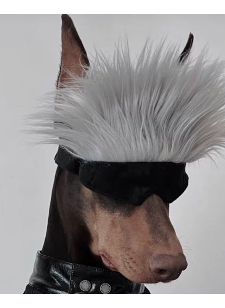 A.M Jujutsu Battle Gojo Satoru Pet Eye Mask Supplies Cat COS Headset Hat Decoration Headwear Photography Dog Wig - Image 4