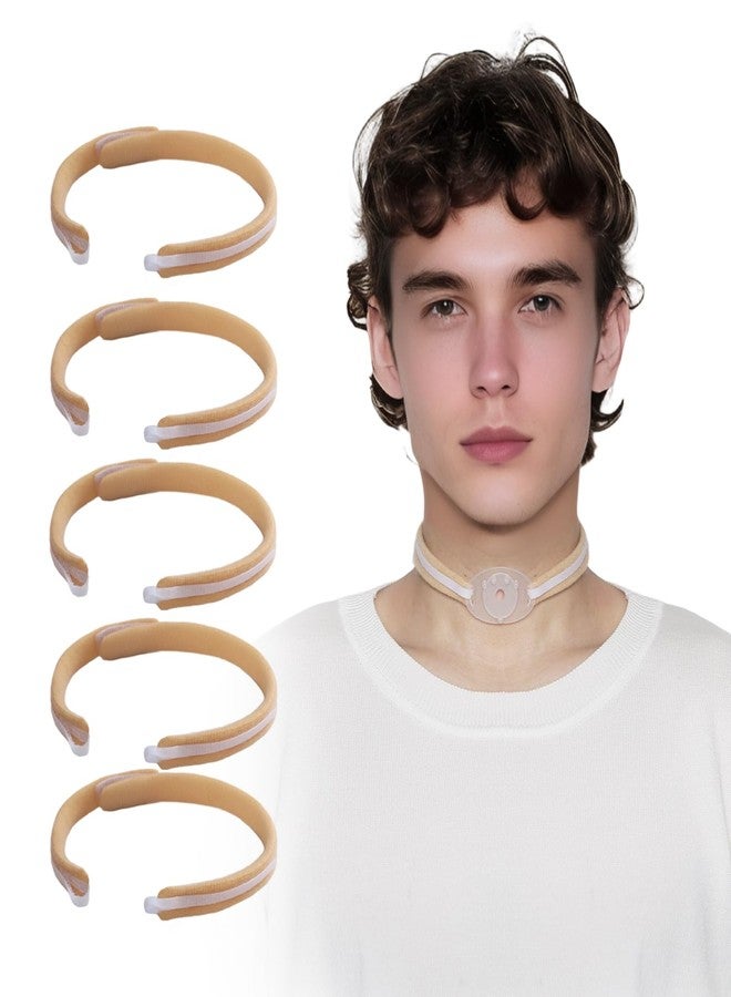 EHUSPU Tracheostomy Tube Holder – Adjustable Trach Tube Neck Strap with Hook Loop, Soft Foam & Breathable Fabric, Skin-Friendly Tracheostomy Neckband Collar, Post-Op, ICU & Home Car (5pcs Large Size - Image 1