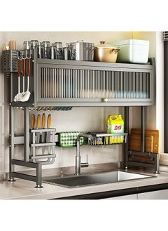 Beauenty Over the Sink 3-Tier Dish Drying Rack with Cover - Space-Saving Kitchen Organizer 95CM Black  - Image 3