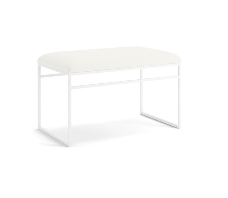 INDIDECOR INDIDECOR 64200 Hallway Bench Entryway Bench for Home and Office White Faux Leather Cushion White Metal Frame Suitable for Living RoomBedroomOffice 100 cm x 46 cm x 39 cm 