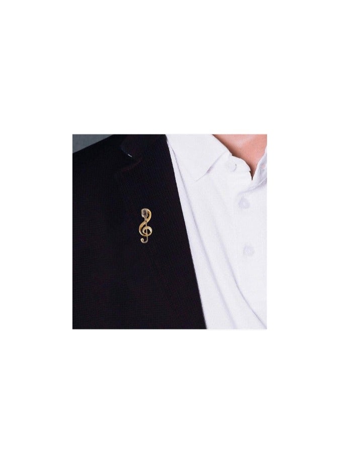 Gold microphone and treble clef brooch, a stylish and attractive accessory for a musical look - Image 3
