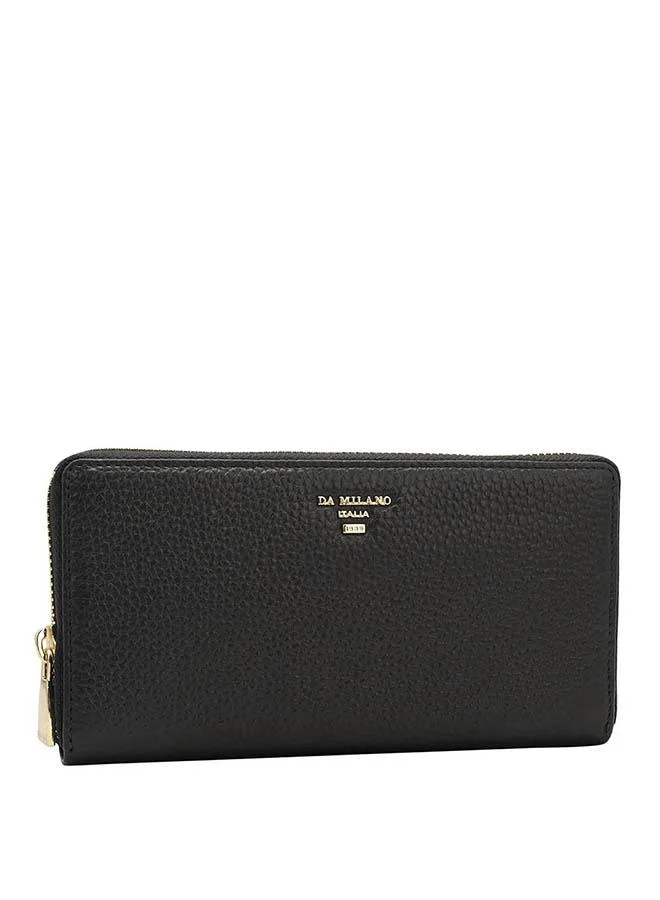 دا ميلانو محفظة نسائية جلد طبيعي أسود