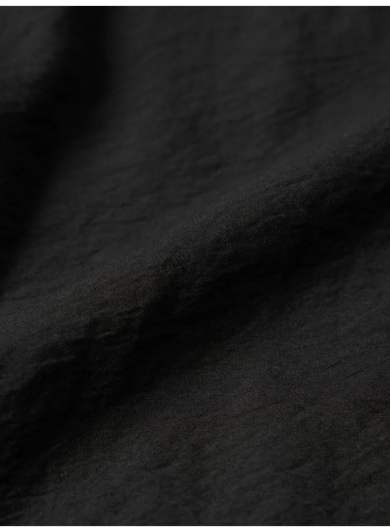 The Souled Store  The Souled Store: Indie Soul Men and Boys Short Sleeve Spread Collar Black Embroidered Viscose Blend Oversized Shirt  | Best Price UAE