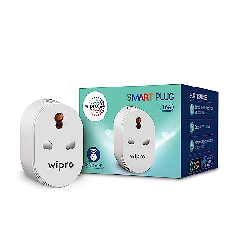 Wipro 16A Wi-Fi Smart Plug with Energy Monitoring- Suitable for Large Appliances like Geysers, Microwave Ovens, Air Conditioners (Works with Alexa and Google Assistant)- White - Image 1