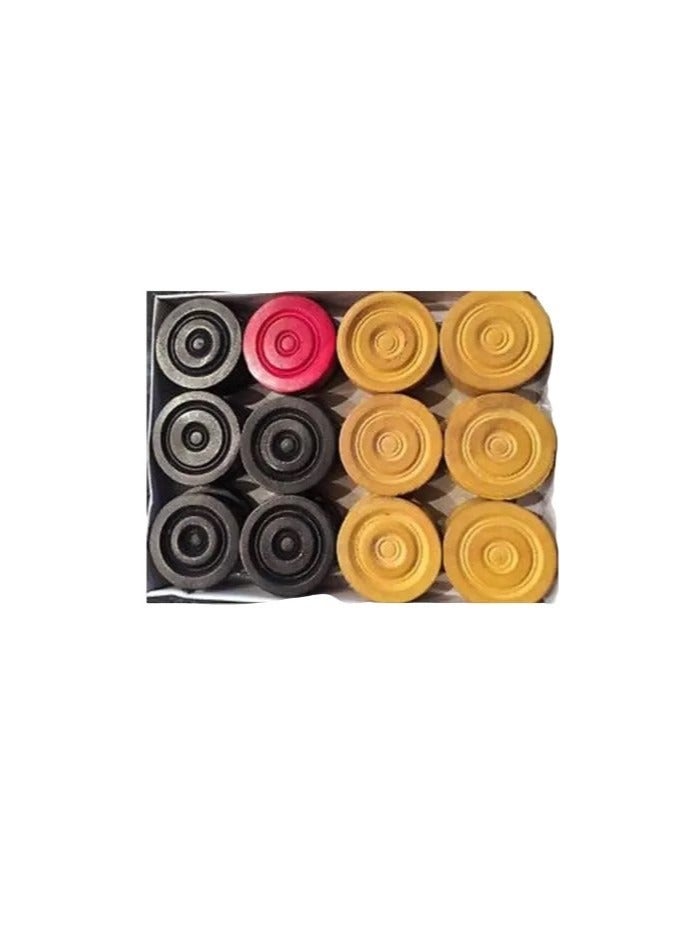 25 Multicolour Wooden Coins Set For Carrom Board Game-Wooden Carrom Coins with Striker,6 mm Thickness,24 Coins+1 Striker - Image 3