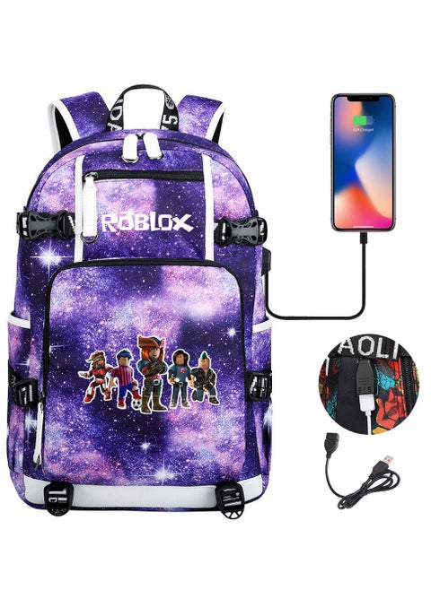 Comic USB Password Lock Backpack Three-Piece Set