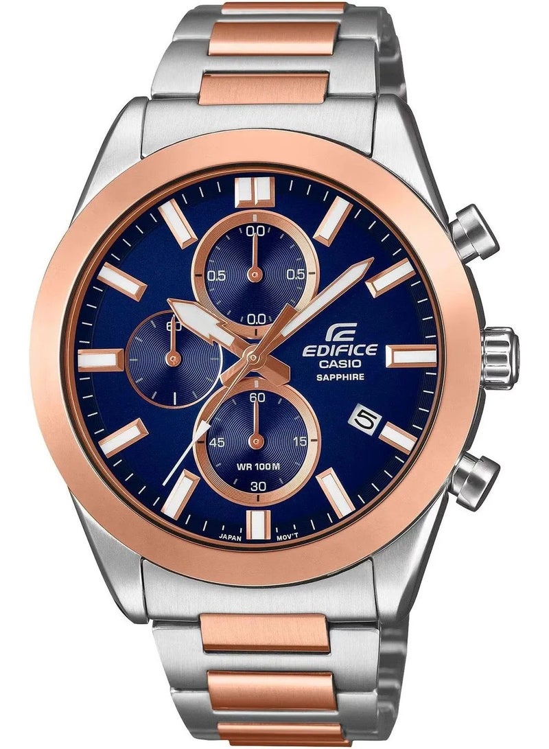 كاسيو Edifice Chronograph Men’s Watch EFB-710SG-2A , 41 mm Blue Dial, Two-Tone Stainless Steel Case & Bracelet, 100 m WR - Image 3