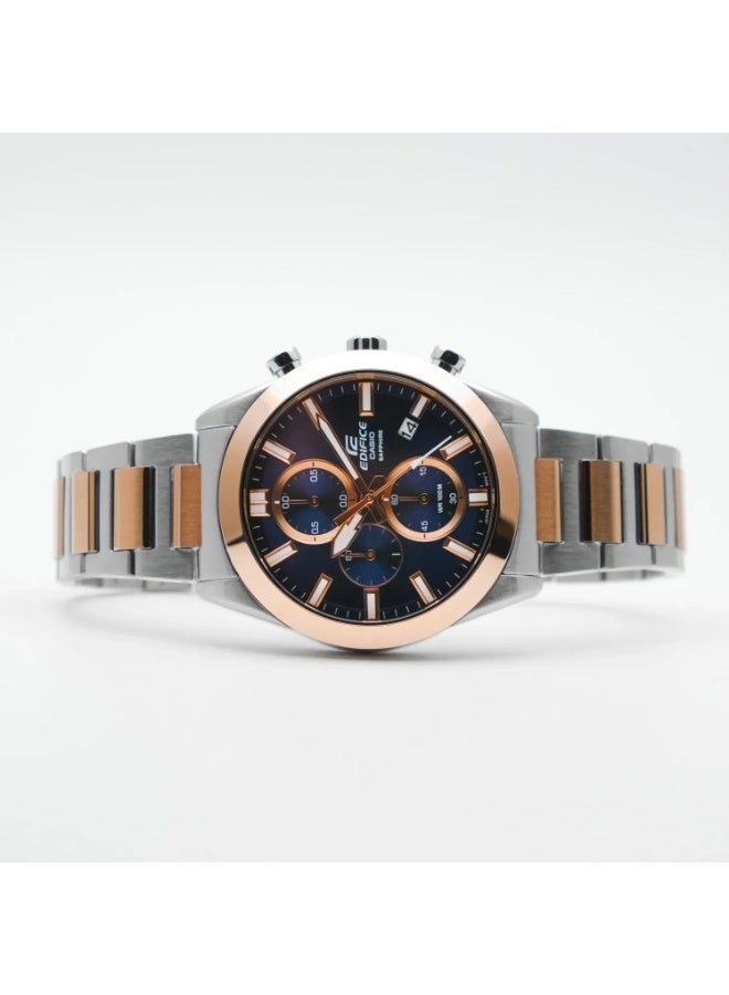 كاسيو Edifice Chronograph Men’s Watch EFB-710SG-2A , 41 mm Blue Dial, Two-Tone Stainless Steel Case & Bracelet, 100 m WR - Image 2