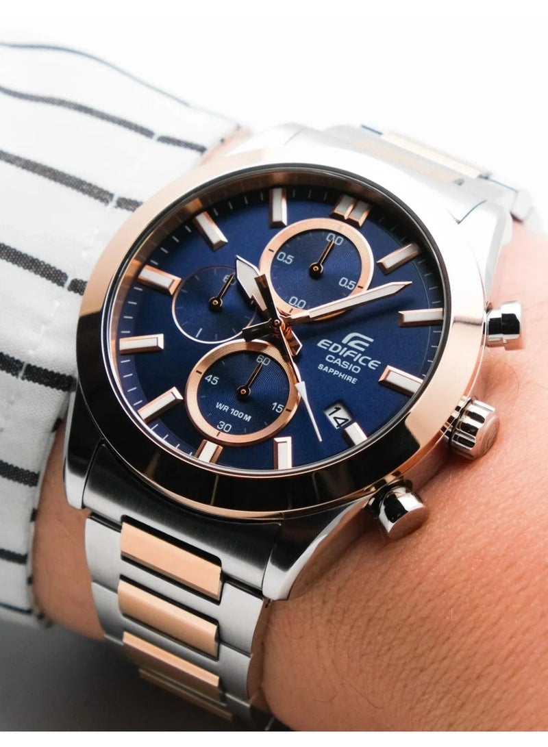 كاسيو Edifice Chronograph Men’s Watch EFB-710SG-2A , 41 mm Blue Dial, Two-Tone Stainless Steel Case & Bracelet, 100 m WR - Image 1