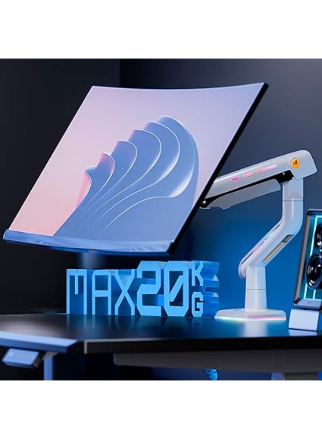 NB NORTH BAYOU Heavy Duty Adjustable Monitor Arm for 32 to 60 Inches Screens – Supports up to 20 kg – VESA 75/100 Compatible – Multi-Angle & RGB Light – Premium Aluminum Build - Image 2