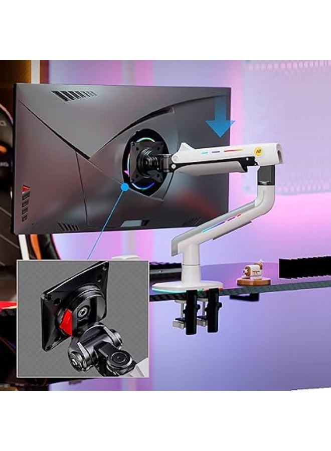 NB NORTH BAYOU Heavy Duty Adjustable Monitor Arm for 32 to 60 Inches Screens – Supports up to 20 kg – VESA 75/100 Compatible – Multi-Angle & RGB Light – Premium Aluminum Build - Image 1