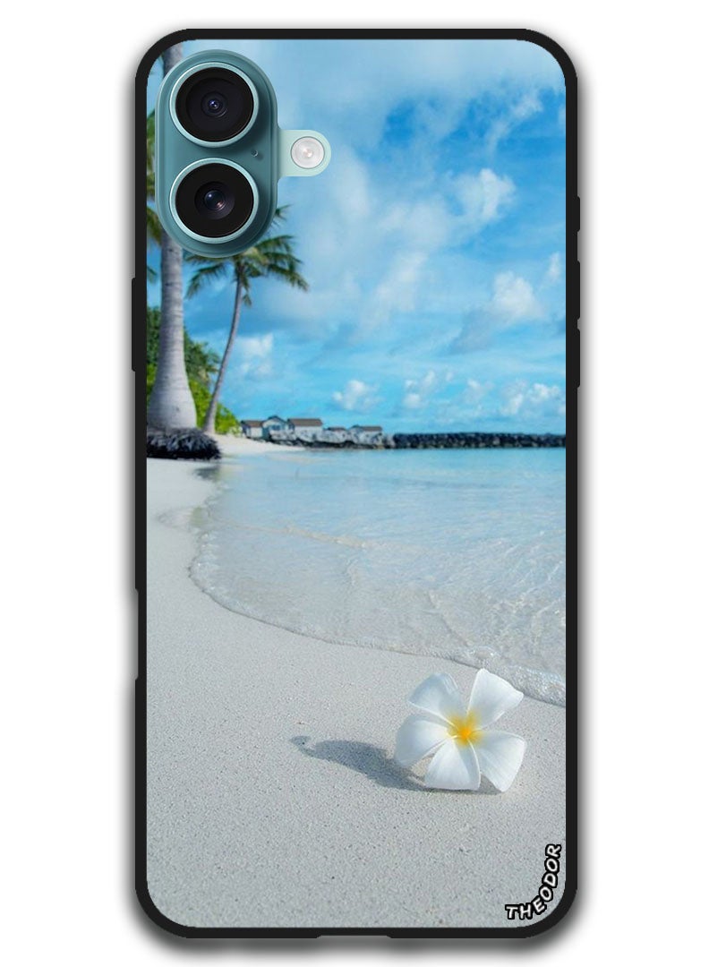 Theodor Protective Case Anti Scratch Shock Proof Bumper Cover For iPhone 16 Plus (6.7)-inch Flower on the beach - Image 1