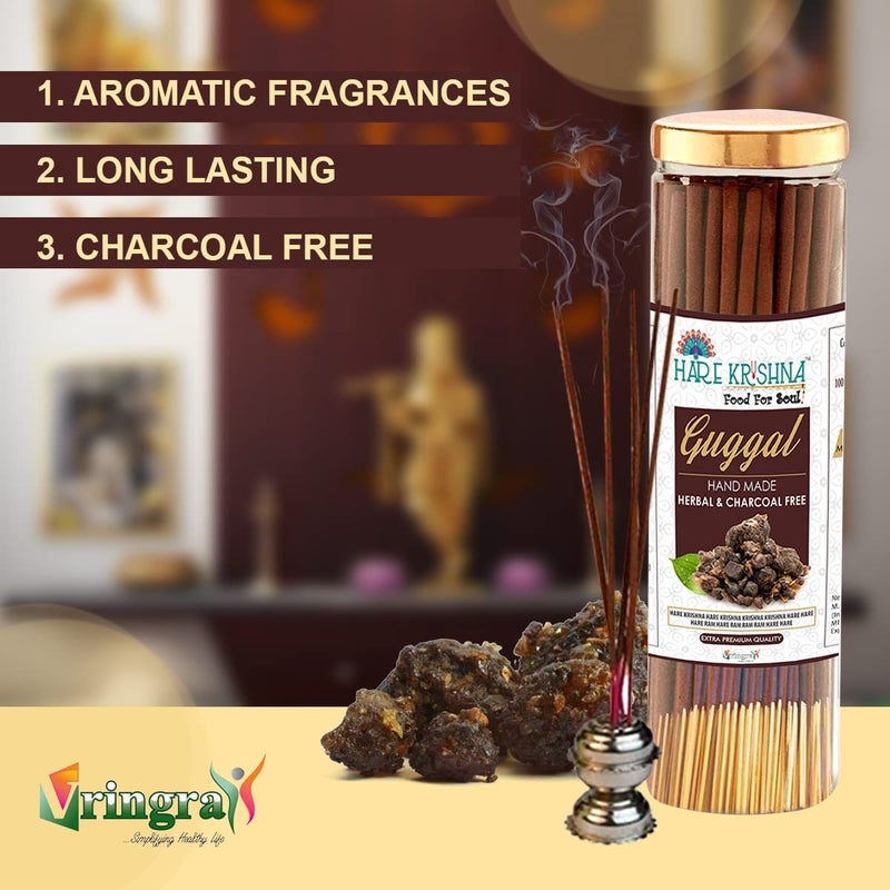 Vringra Guggal Agarbatti Incense Sticks 200gmPooja Agarbatti Sticks for Home Shopes Offices Zero Charcoal Chemical Free Dhoop Stick Pack of 2 - Image 4