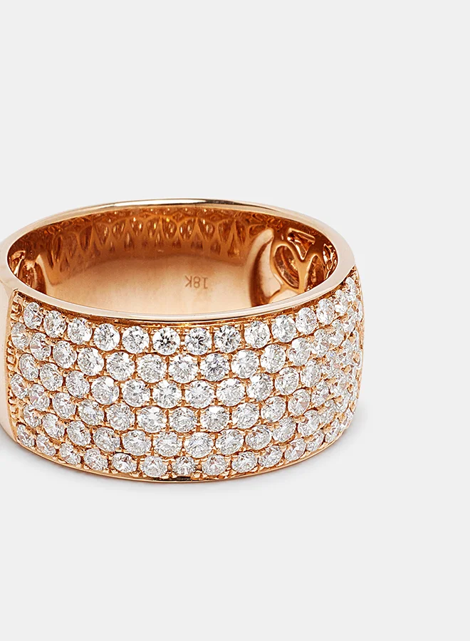 Annaka 18Kt Rose Gold Ring Studded with Natural Diamonds