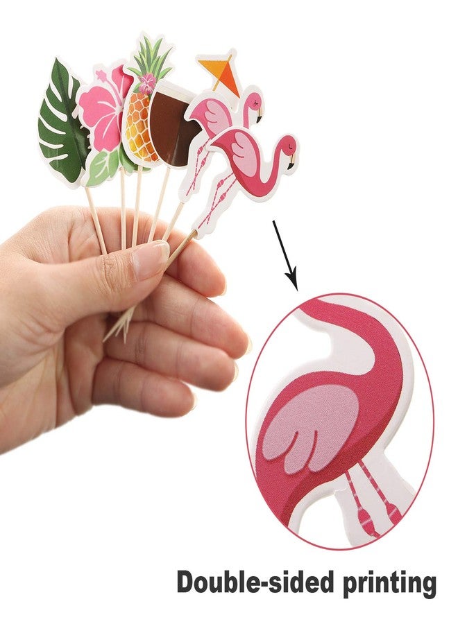 Maitys 72Pcs Tropical Luau Cupcake Toppers Hawaiian Flamingo Pineapple Cake - Image 4