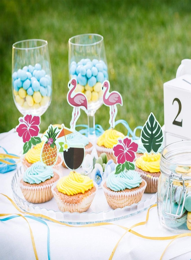 Maitys 72Pcs Tropical Luau Cupcake Toppers Hawaiian Flamingo Pineapple Cake - Image 5