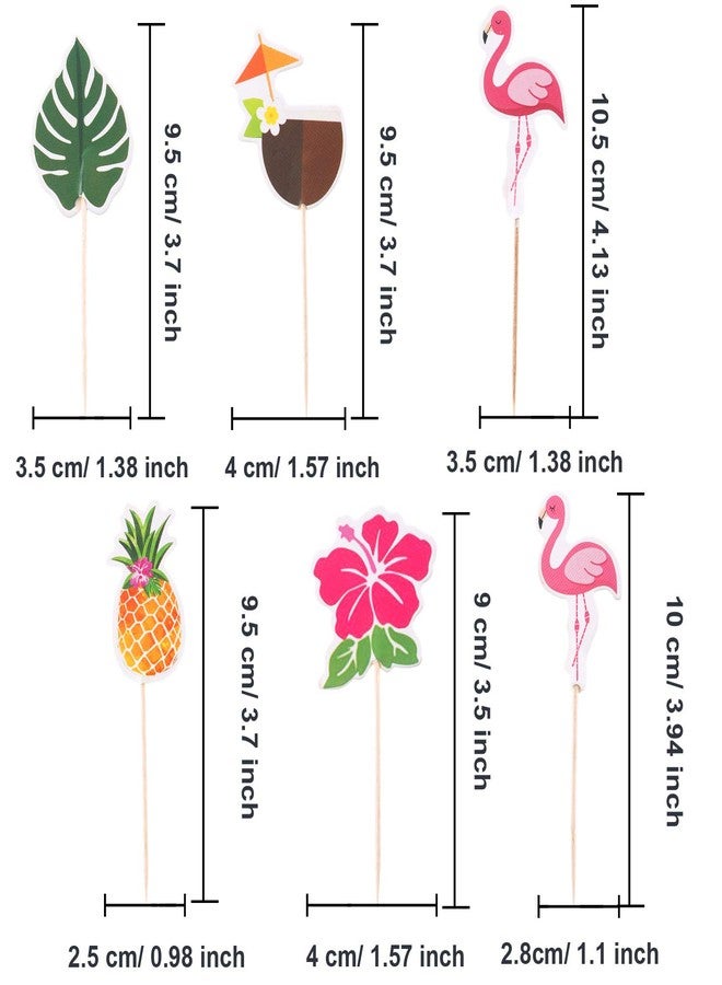 Maitys 72Pcs Tropical Luau Cupcake Toppers Hawaiian Flamingo Pineapple Cake - Image 3