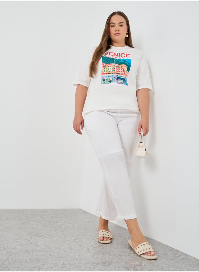 Styli Plus Size Venice Italy Graphic Print Short Sleeve T-Shirt  - Image 2