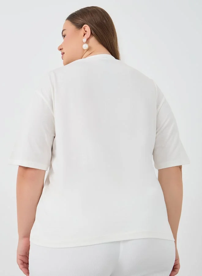 Styli Plus Size Venice Italy Graphic Print Short Sleeve T-Shirt