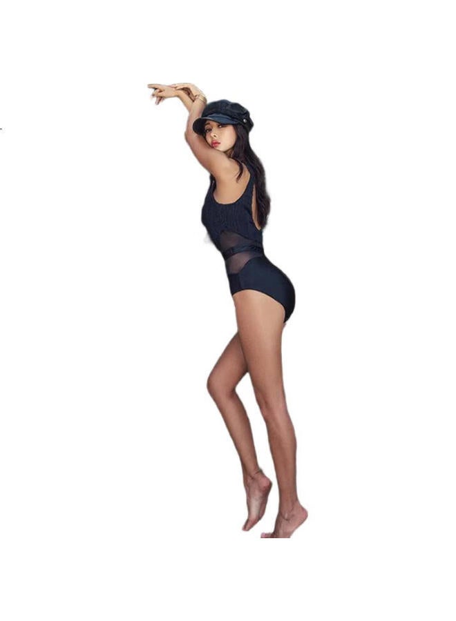 DK Women'S Slimming Swimsuit Covering Belly Conservative One-Piece Black And White Small Chest Push-Up Hot Spring Swimwear - Image 2