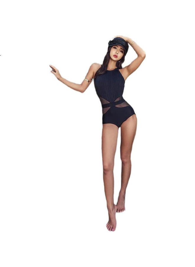 DK Women'S Slimming Swimsuit Covering Belly Conservative One-Piece Black And White Small Chest Push-Up Hot Spring Swimwear - Image 3